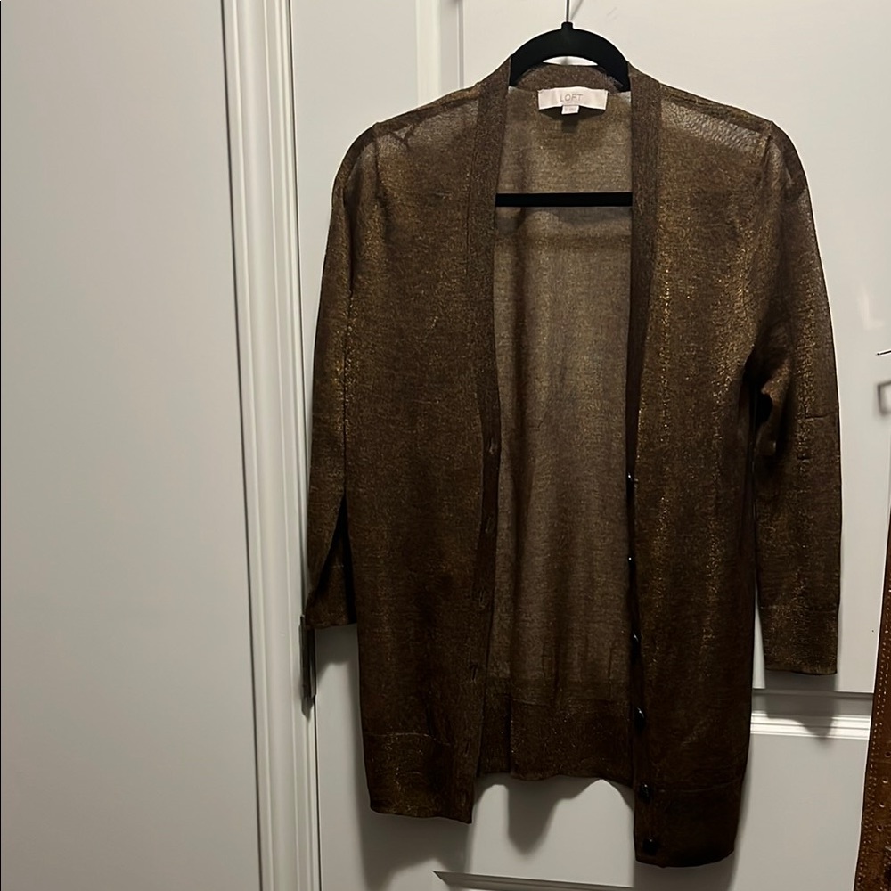 LOFT Metallic Sheer Blouse